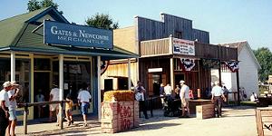 general store, salon, school