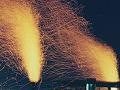 burning sawdust at night